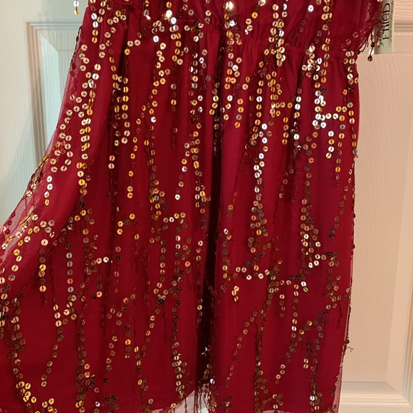 Rumor Going Round wine colored sequin dress by Southern Fried Chics - Picture 2 of 4